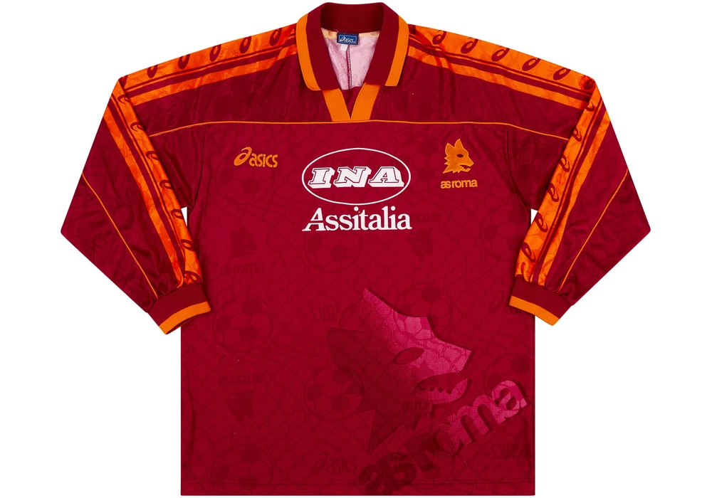 AS Roma 1995-96 Home Shirt · INA Assitalia Sponsored Roma Jersey by Asics